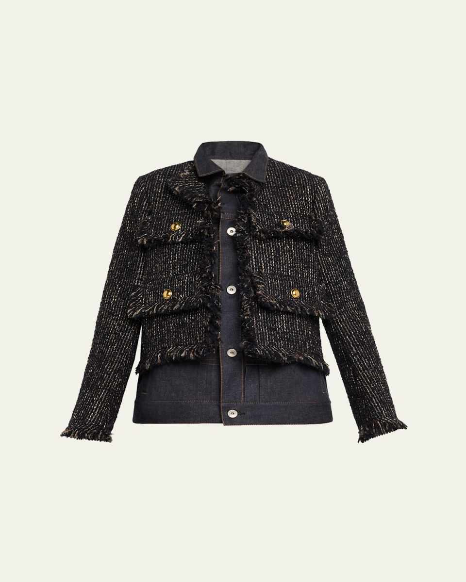 Tweed Denim Hybrid Utility Jacket